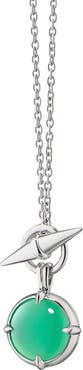 Monica Rich Kosann Green Agate Sterling Silver Toggle Locket Necklace