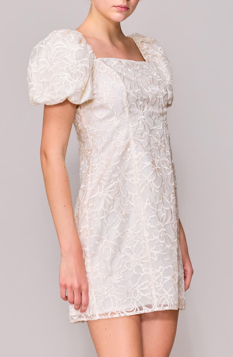 MELLODAY Square Neck Puff Sleeve Sheath Minidress, Alternate, color,