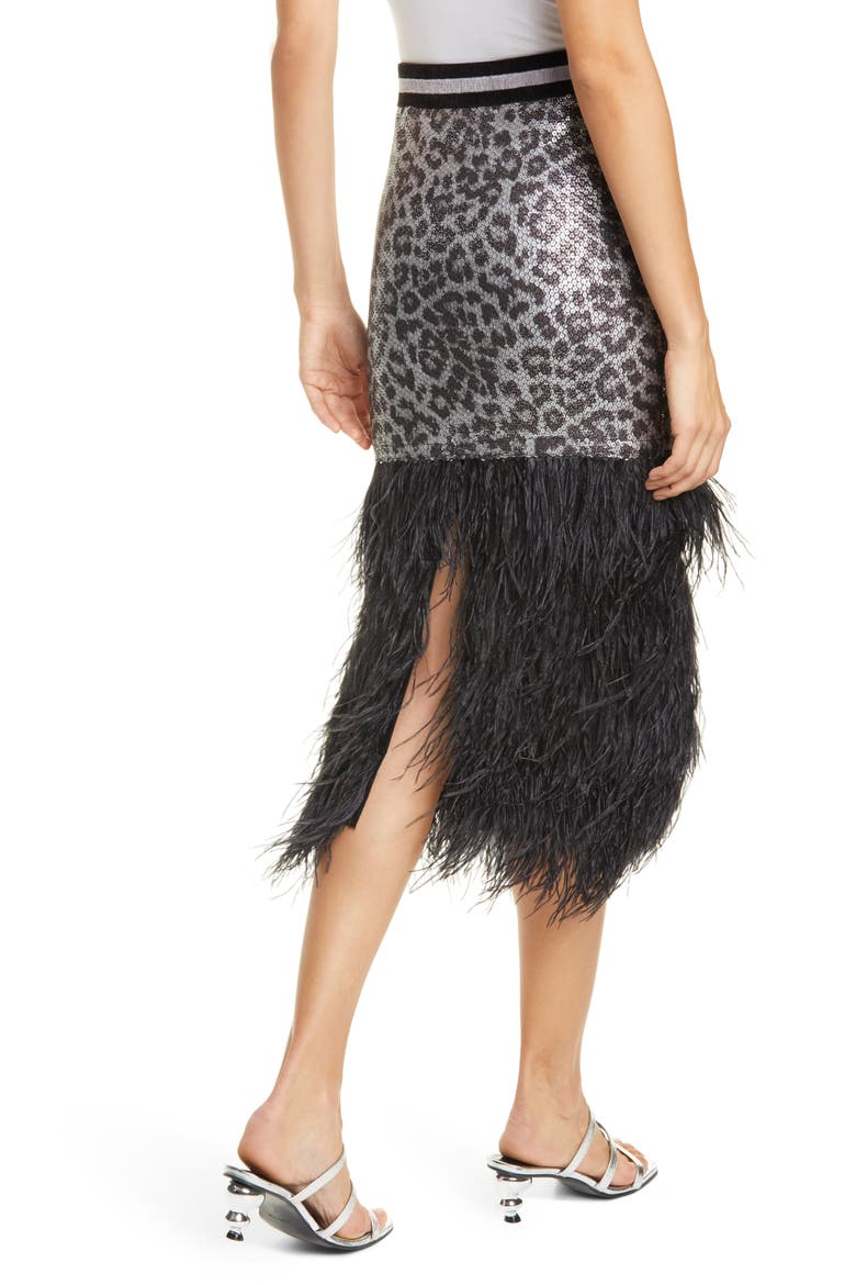 Marmont Sequin Leopard Print & Ostrich Feather Skirt, Alternate, color, STRWD SPOT SEQN