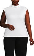 Lands' End Cap Sleeve Drapey Rib Fitted Funnel Neck Tank