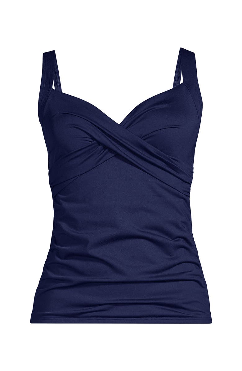 Lands' End Wrap Underwire Tankini Top Swimsuit, Alternate, color, Deep Sea Navy