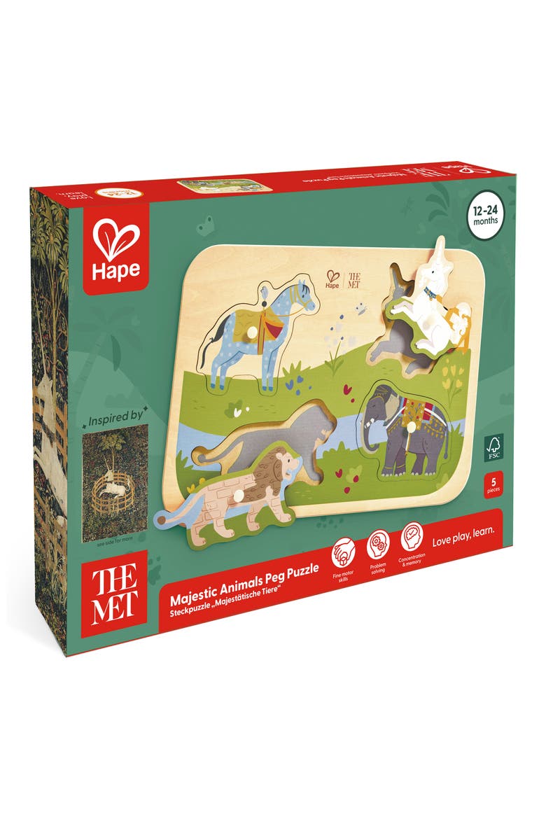 x The Met Majestic Animals Peg Puzzle, Alternate, color, MULTIPLECOLOR