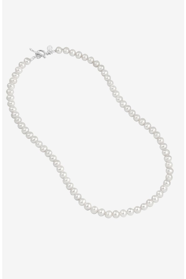 Men's White Freshwater Pearl Necklace, Alternate, color, Sterling Silver