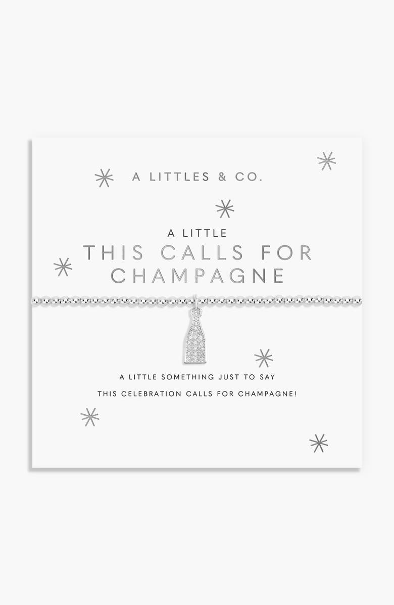 A Littles & Co A Little 'This Calls For Champagne' Bracelet in Silver Plating, Alternate, color, Metallic Silver