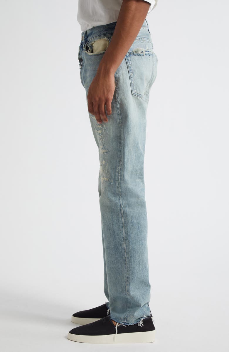 Fear of God Rip & Repair Straight Leg Jeans, Alternate, color, Repaired Indigo 2