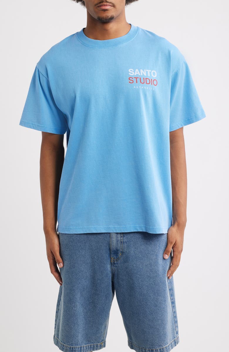 SANTO STUDIO Authentic Cotton Graphic T-Shirt, Main, color, Dusty Blue