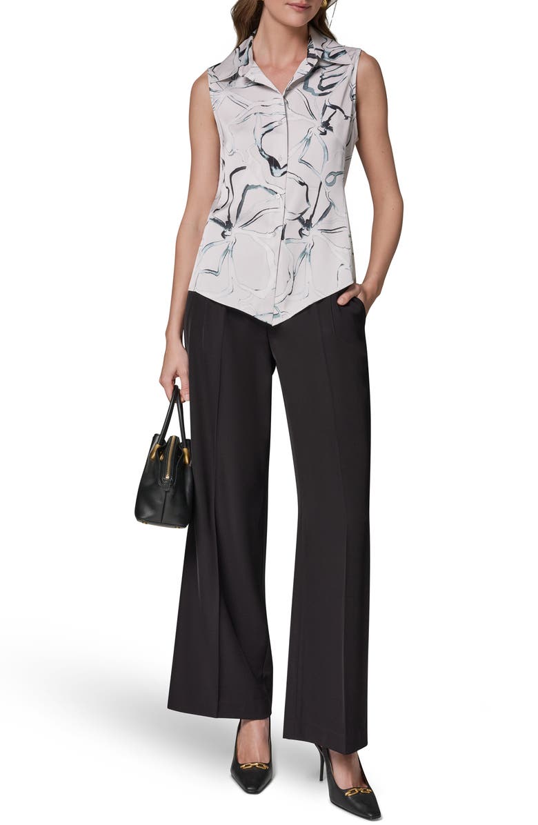 Donna Karan New York Print Sleeveless Shirt, Alternate, color, Aquamint Multi