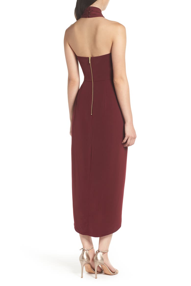 Knotted Tulip Hem Gown, Alternate, color, BURGUNDYDNU