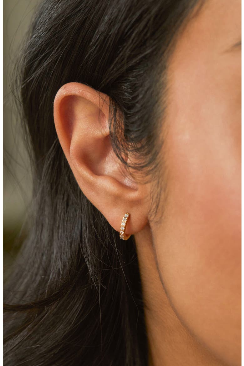Pavé Crystal Hoop Earrings, Alternate, color, GOLD
