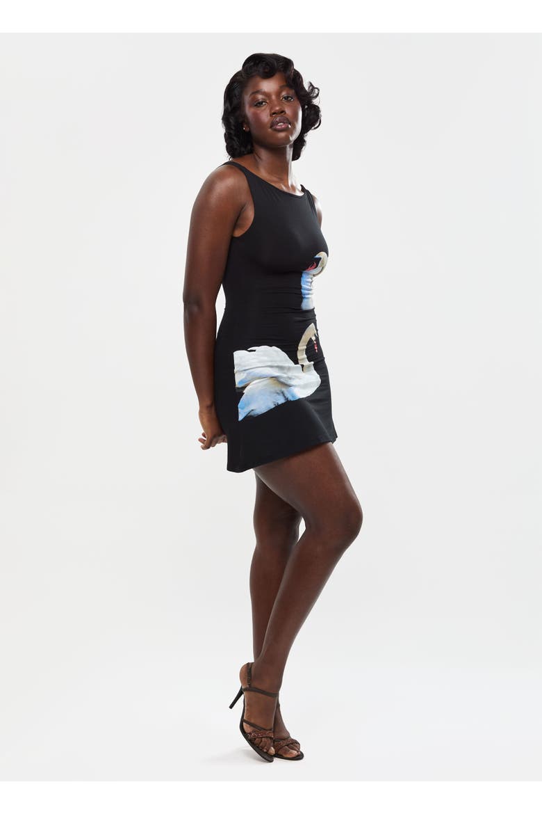 Swan Mini Dress, Alternate, color, Swan
