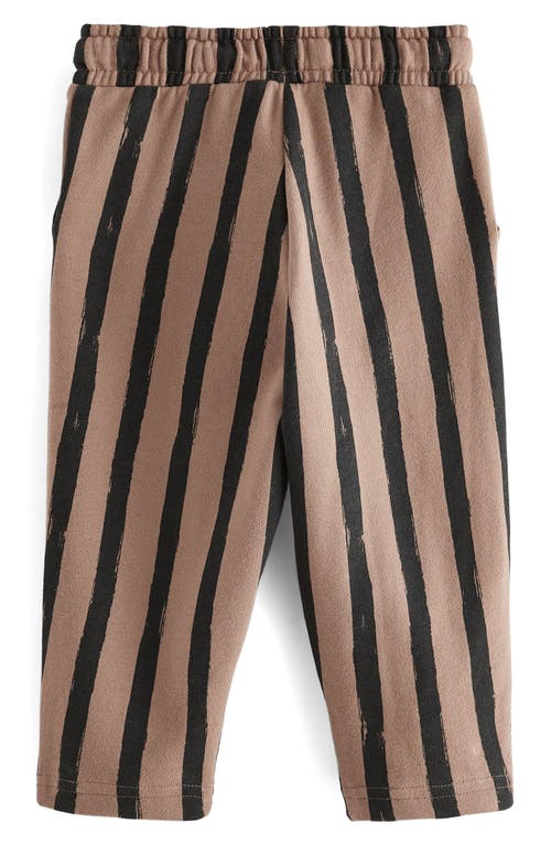 Next Kids' Vertical Stripe Cotton Sweatpants In Brown