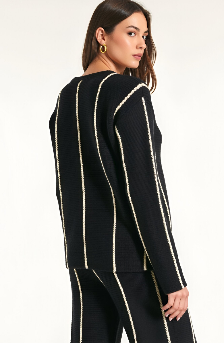 Modenaire Vertical Stripe Long Sleeve Knit Pullover Sweater, Alternate, color, 