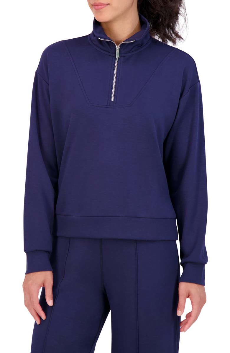 SAGE COLLECTIVE Scuba Knit Half Zip Pullover, Main, color, Iris