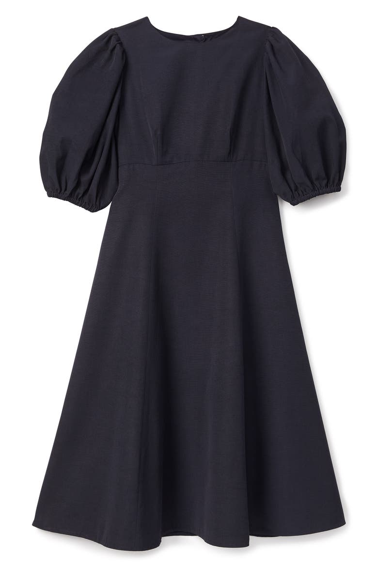 open back cotton blend dress, Alternate, color, BLAZER BLUE