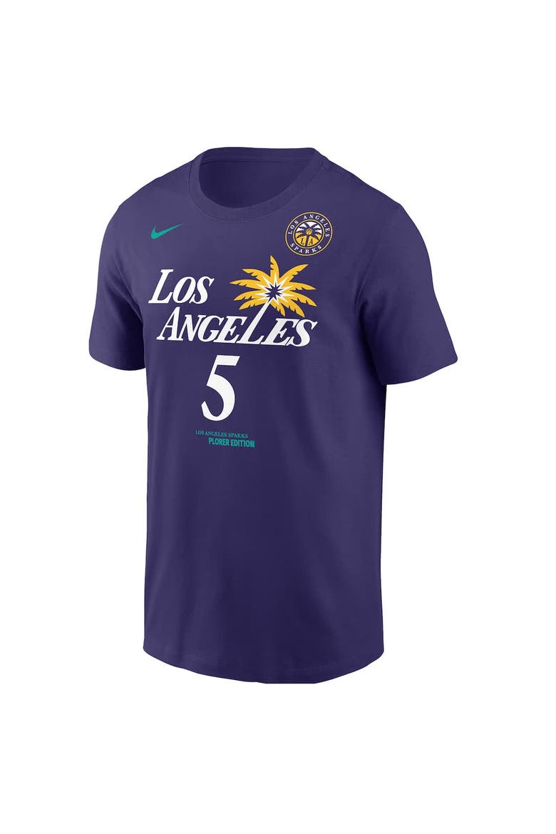 Men's Nike Dearica Hamby Purple Los Angeles Sparks Explorer Edition Name & Number T-Shirt, Alternate, color, Purple