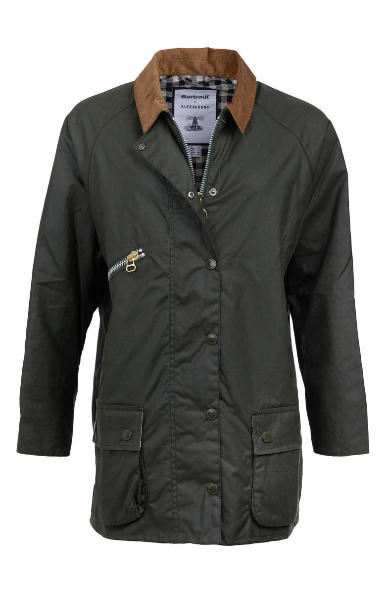 Barbour x ALEXACHUNG Edith Weatherproof Waxed Cotton Jacket, Alternate, color,
