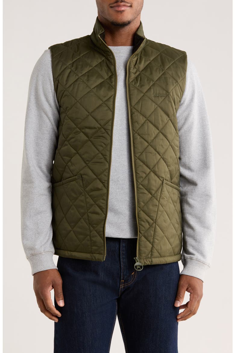 Monty Quilted Nylon Vest, Main, color, OLIVE