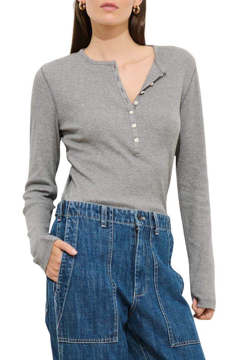 Alex Mill Laine Cotton Blend Rib Henley, Main, color, Heather Grey