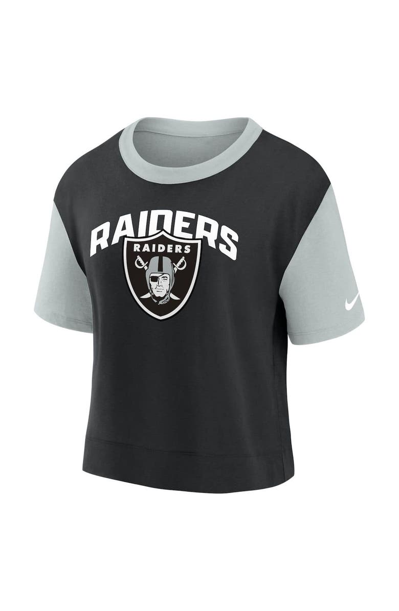 Nike Women's Nike Silver/Black Las Vegas Raiders High Hip Fashion T-Shirt, Alternate, color, Silver