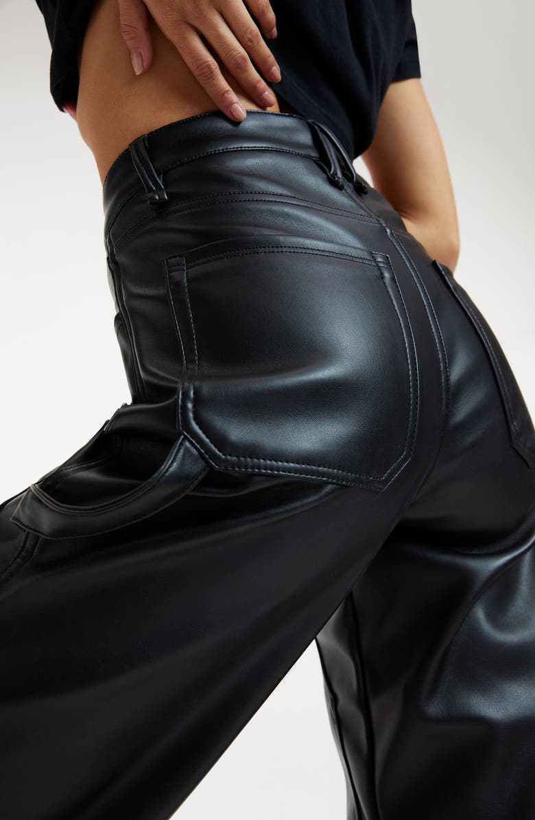 Good American Good '90s Better Than Leather Faux Leather Pants, Alternate, color, 