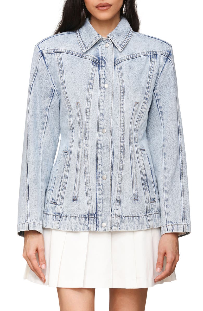 Avec Les Filles Corset Seamed Denim Jacket, Alternate, color, Douro Wash
