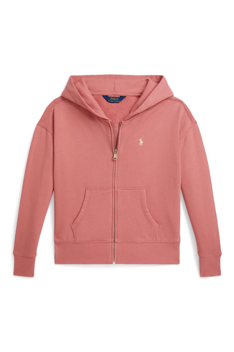 Kids' Terry Zip-Up Hoodie, Main, color, DESERT ROSE