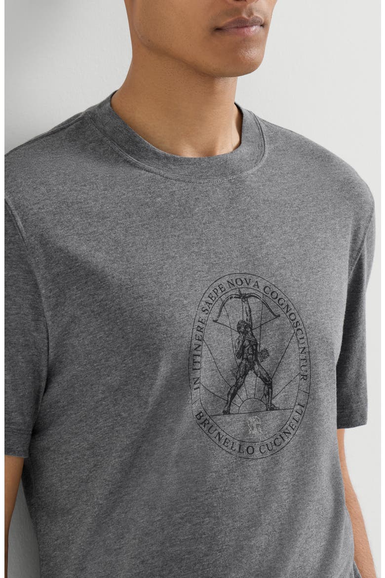 Cotton jersey crew neck T-shirt with print, Alternate, color, Anthracite
