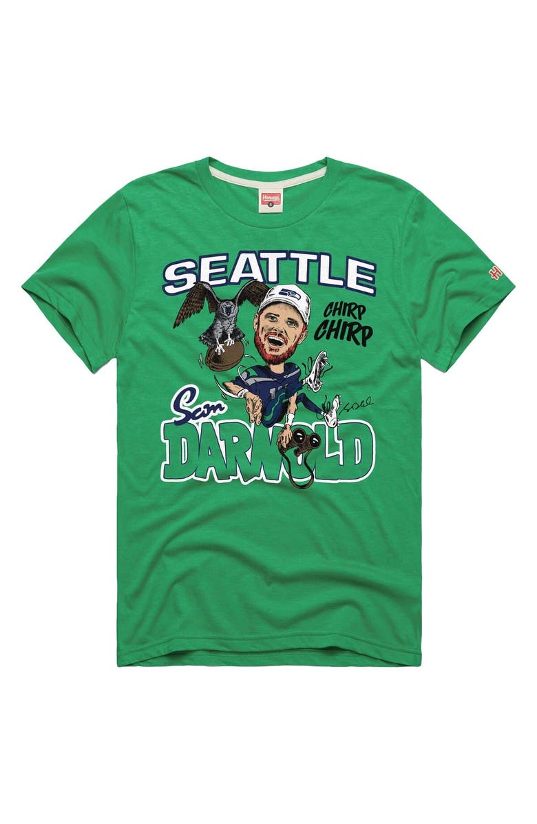 Homage Unisex Homage Sam Darnold Neon Green Seattle Seahawks Caricature Player Graphic Tri-Blend T-Shirt, Main, color, Neon Green