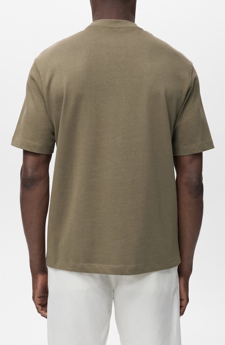 MANGO Relaxed Fit Solid Cotton T-Shirt, Alternate, color, Khaki Green