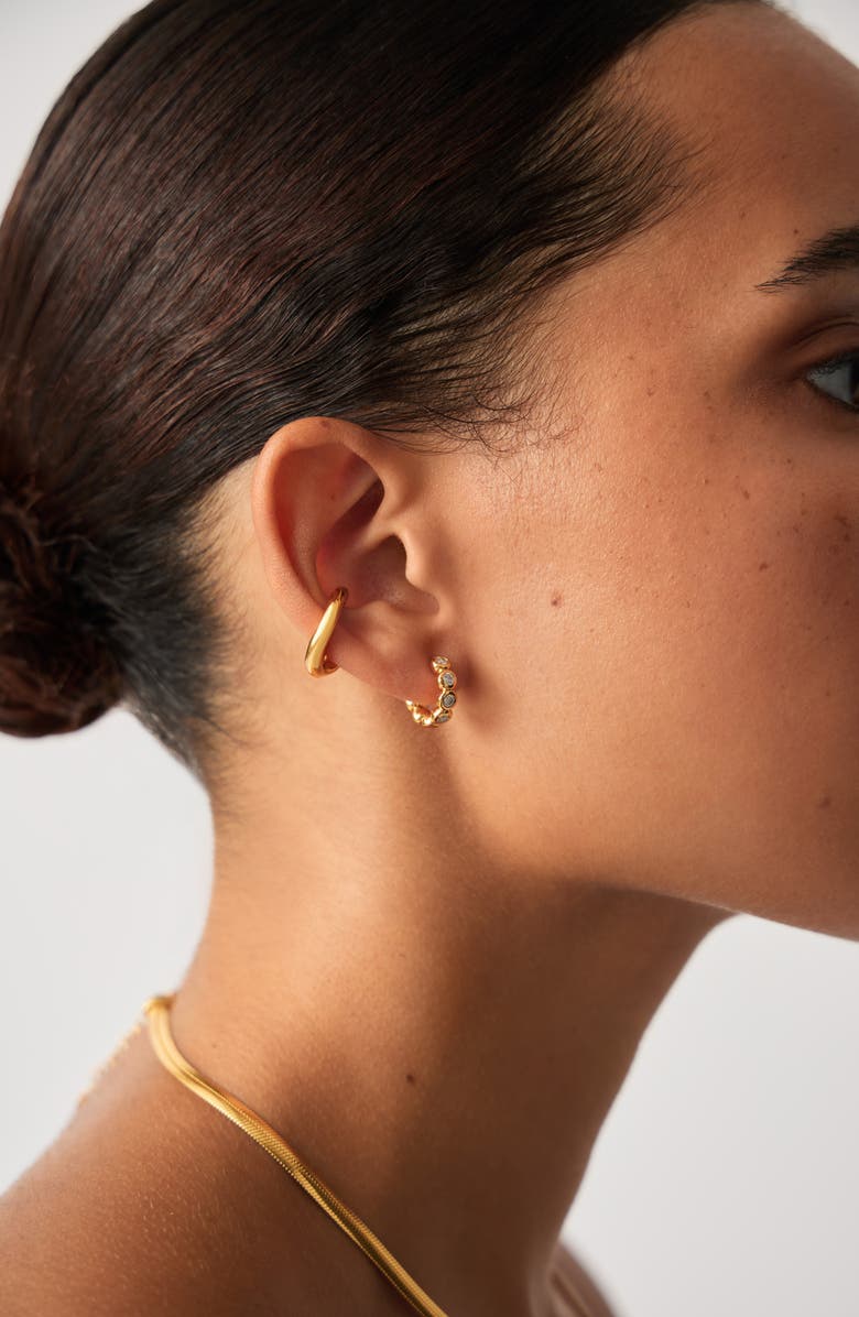 Missoma Tennis Cubic Zirconia Huggie Hoop Earrings, Alternate, color, Gold