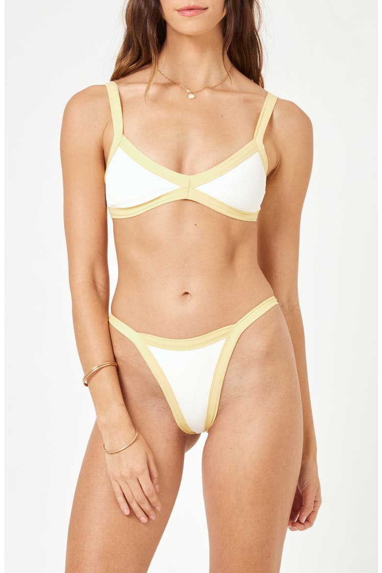 Taylor Rib Bikini Top, Alternate, color, CREAM/ DAISY