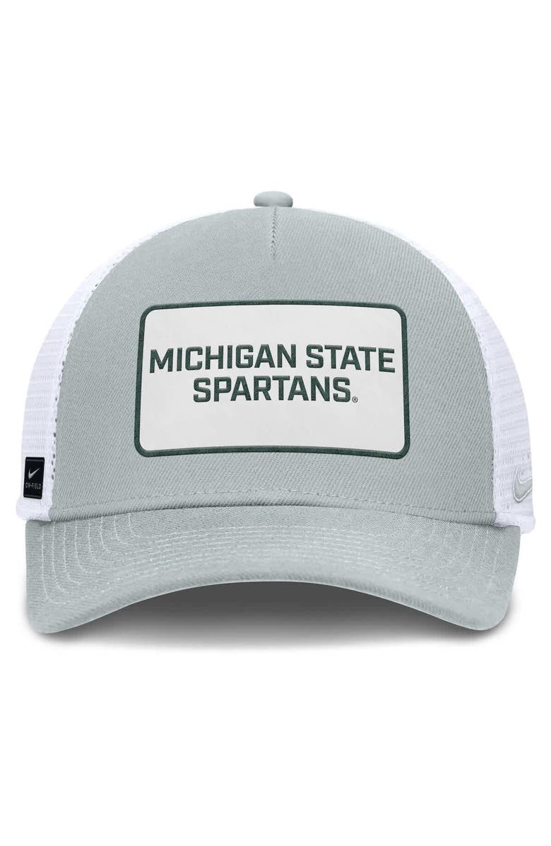 Nike Men's Nike Gray/White Michigan State Spartans 2025 On-Field Rise Patch Trucker Adjustable Hat, Alternate, color, Gray