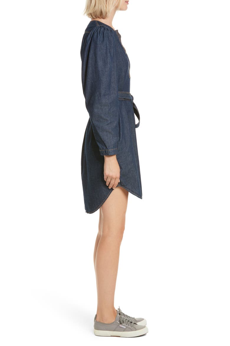Belted Denim Dress, Alternate, color, DARK WASH