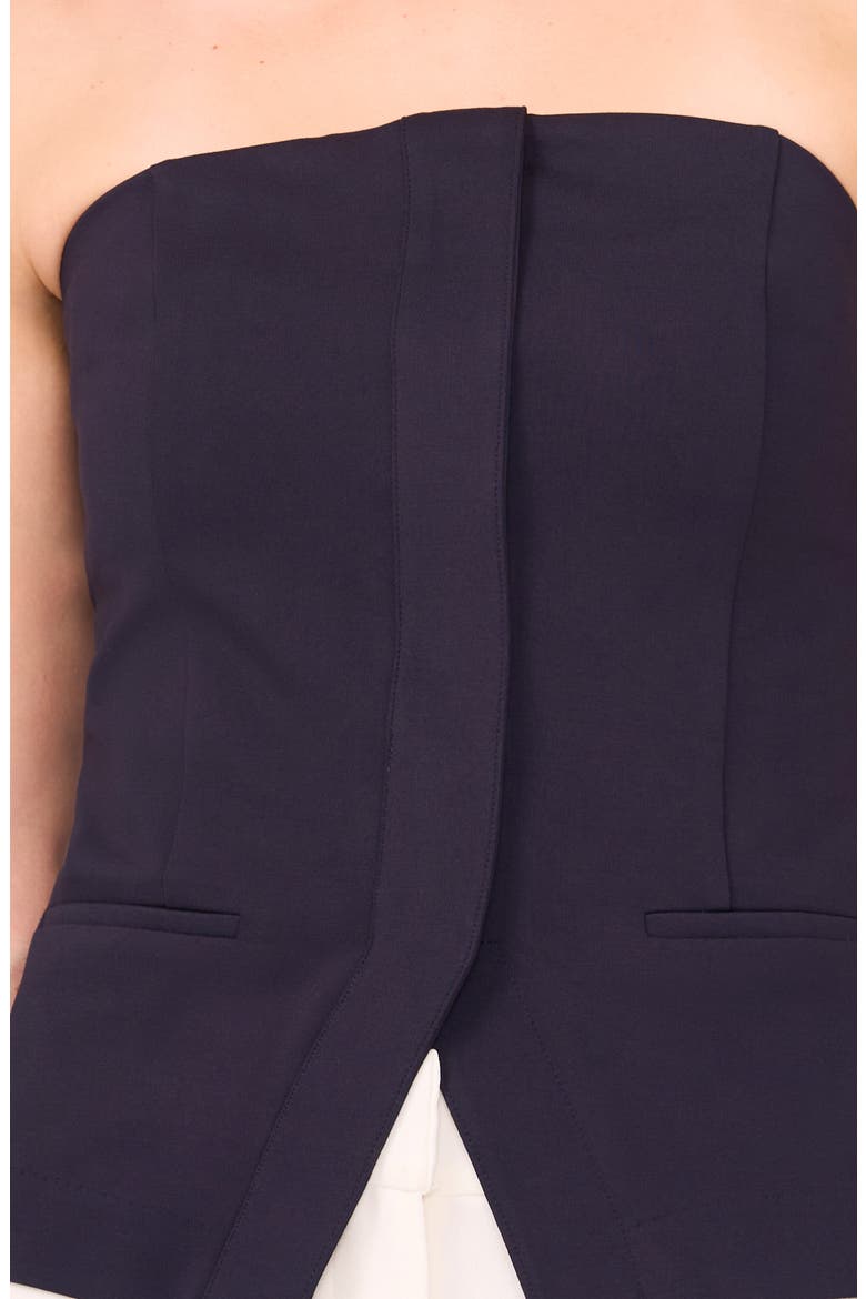 Strapless Ponte Tailored Weskit Top, Alternate, color, NAVY DEPTHS