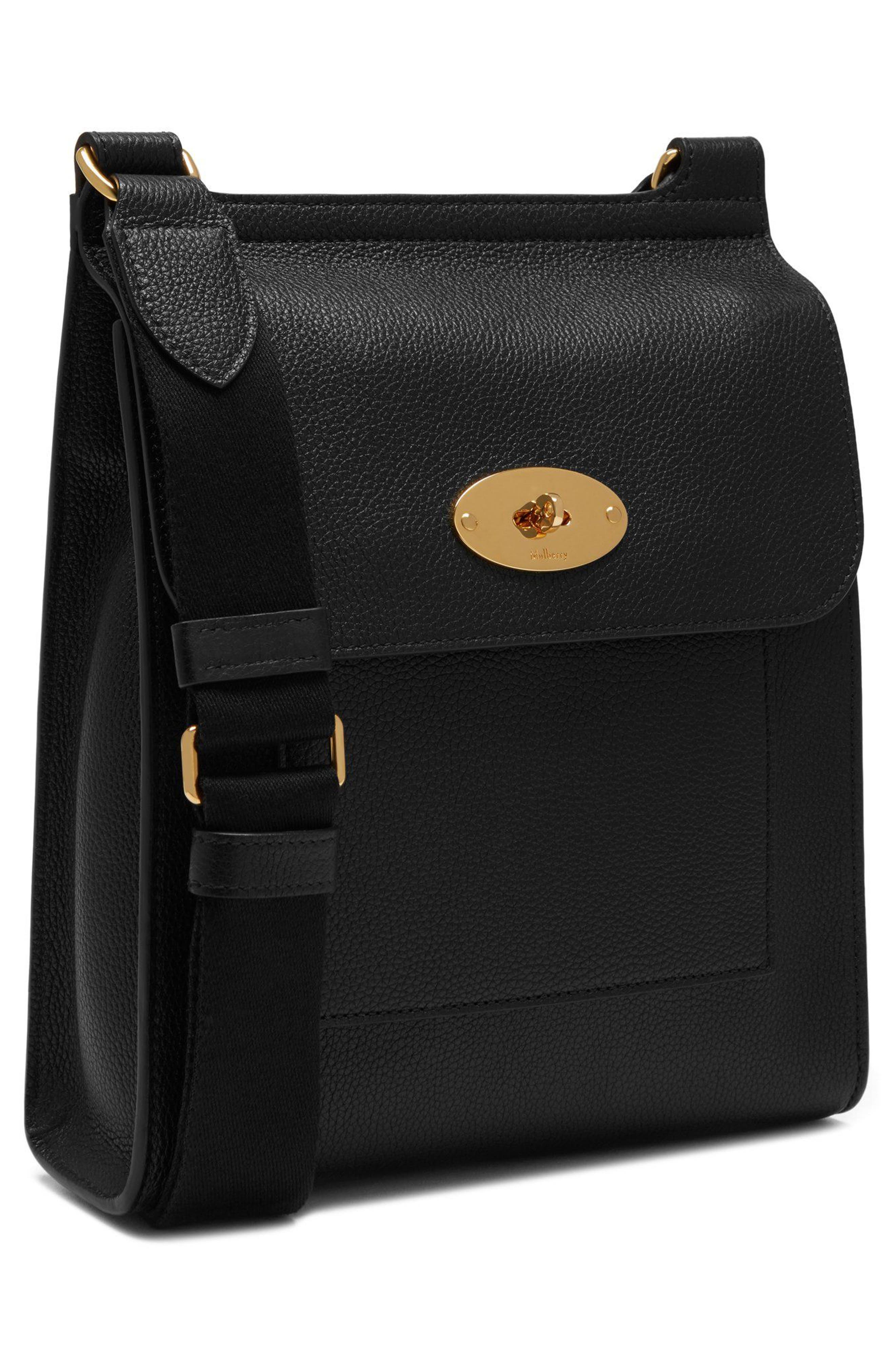 Mulberry Antony Leather Crossbody Bag, Alternate, color, Black