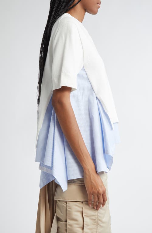 Sacai Mixed Media Poplin & Knit Top