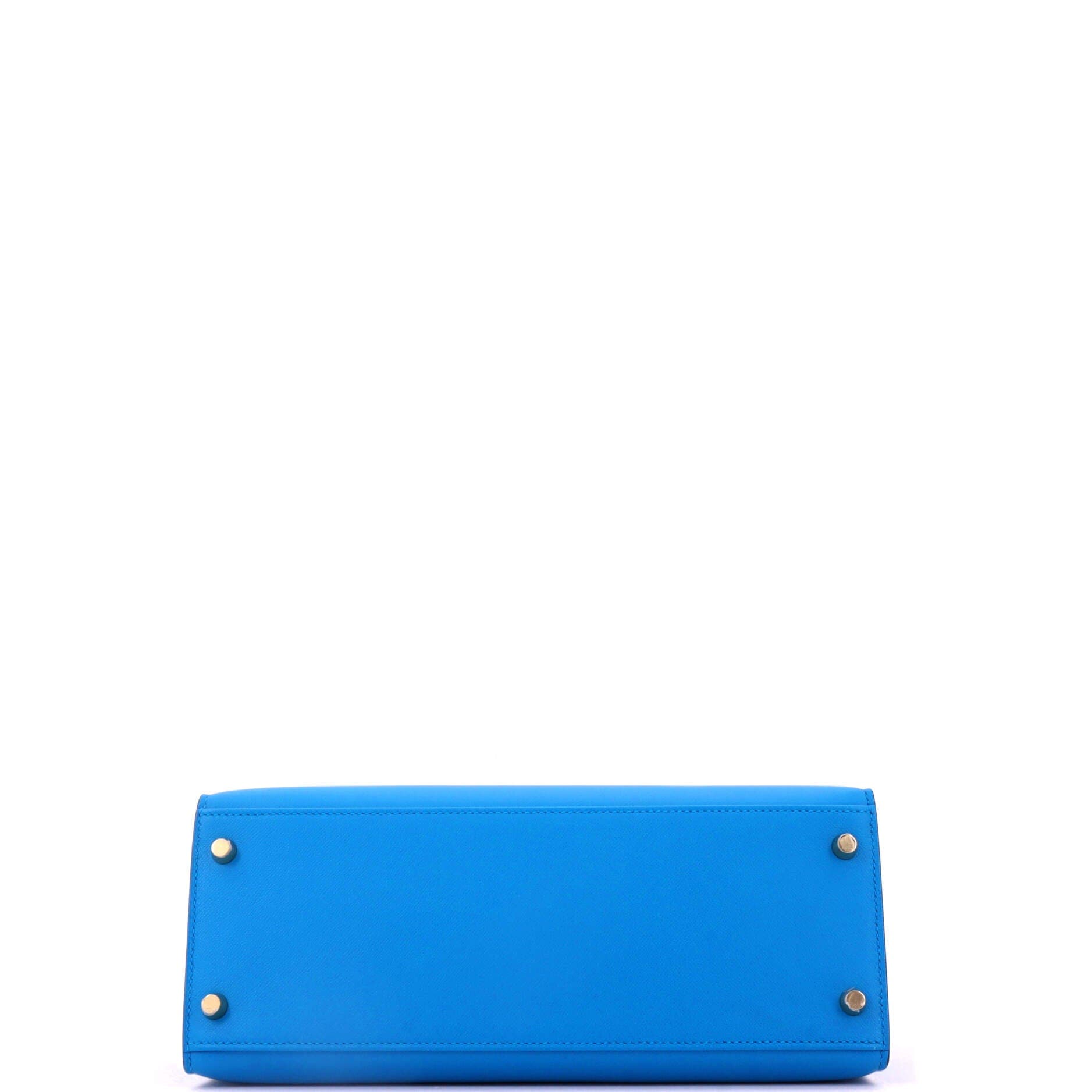 Pre-Owned Hermes Kelly Handbag Blue Madame with Gold Hardware 28, Alternate, color, Bleu Frida