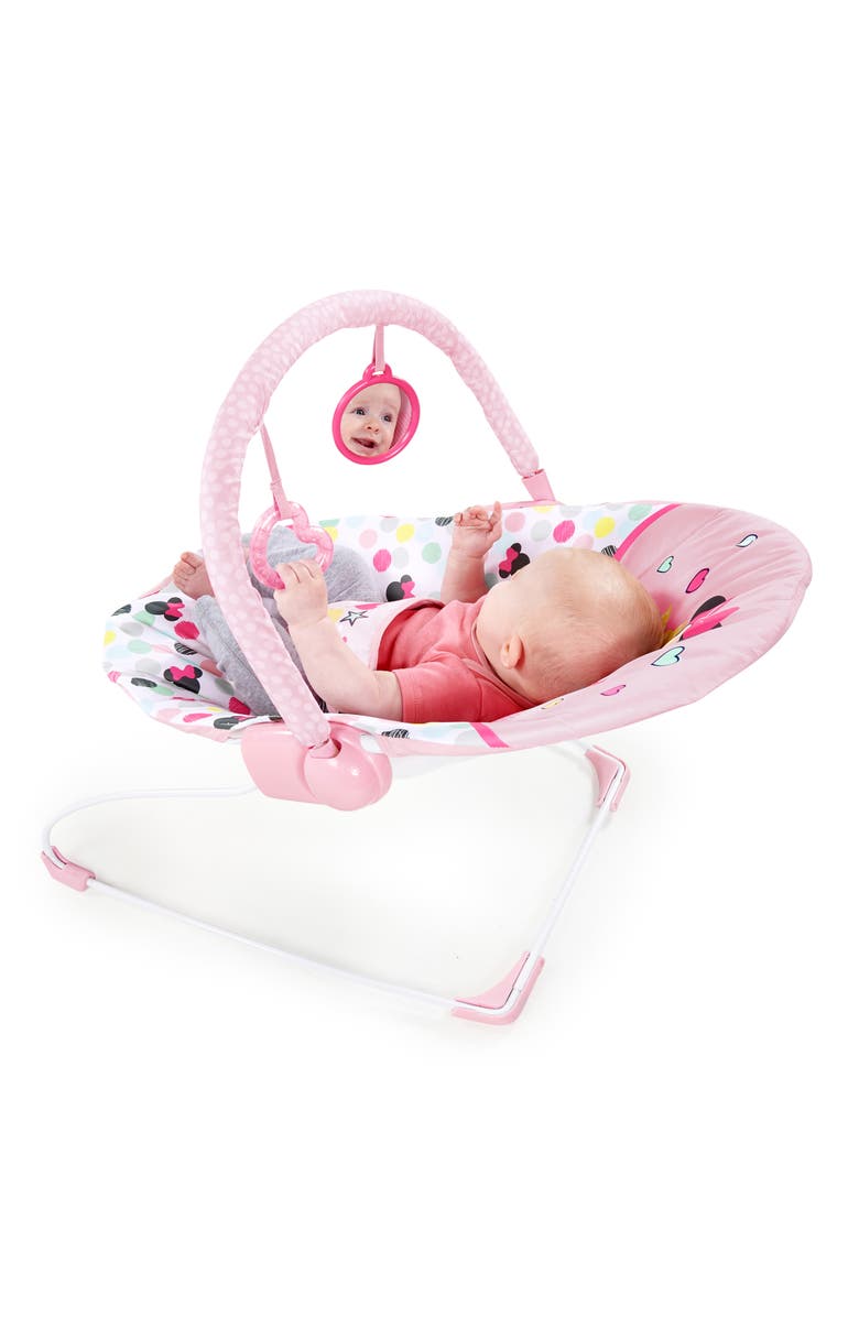 BRIGHT STARTS Disney Baby Minnie Mouse Vibrating Baby Bouncer, Alternate, color, Pink