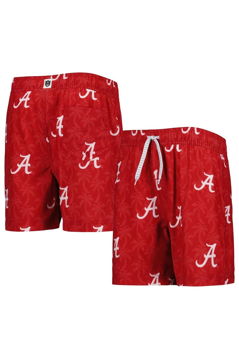 Youth Wes & Willy  Crimson Alabama Crimson Tide Palm Tree Swim Shorts, Main, color, Crimson