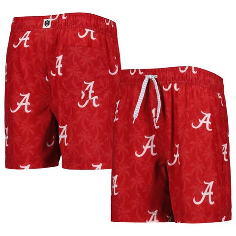 Youth Wes & Willy  Crimson Alabama Crimson Tide Palm Tree Swim Shorts