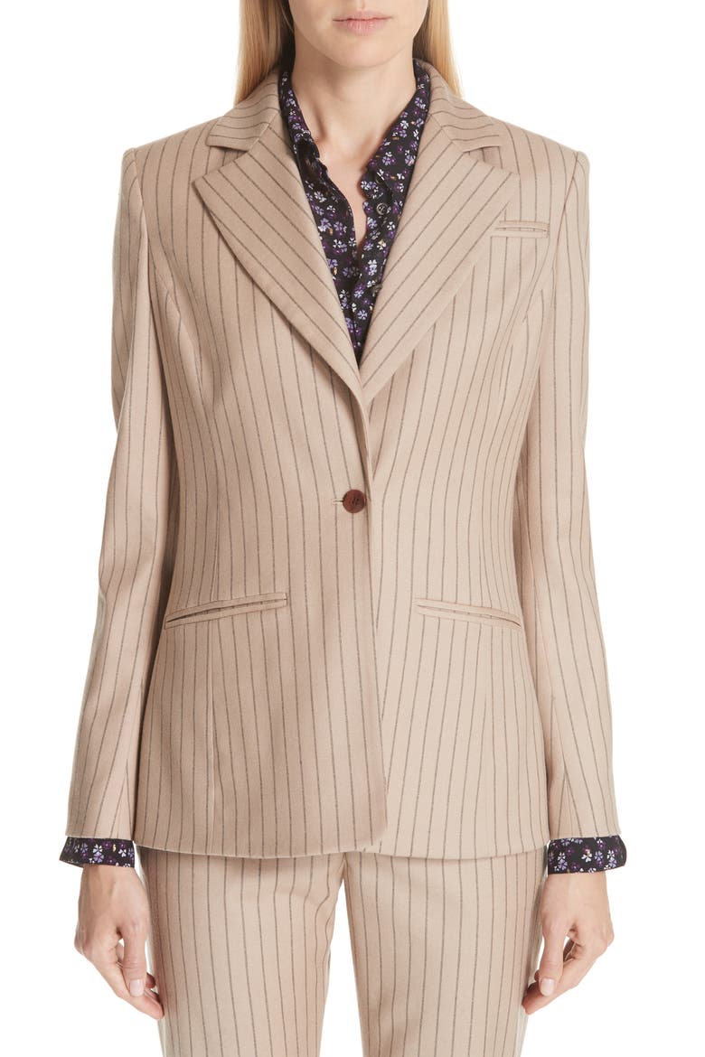 Pinstripe Jacket, Alternate, color, LIGHT CAMEL
