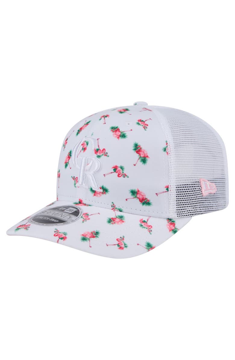 New Era Men's New Era White Colorado Rockies Flamingo Mesh Back 9SEVENTY Stretch-Snap Hat, Main, color, White