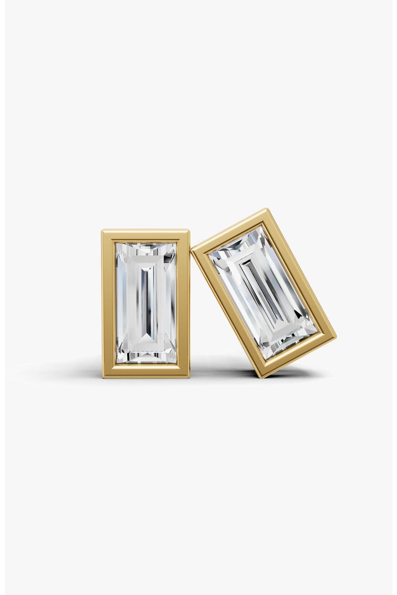 Studs Earrings 14K Gold 0.5 ct Sereia Baguette Bezel, Main, color, Yellow Gold