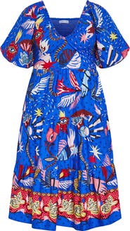 City Chic Capria Print Cotton Midi Dress