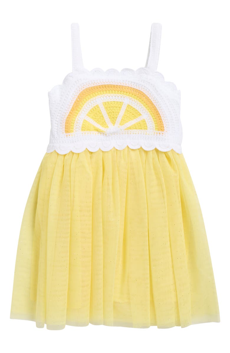Zunie Kids' Mixed Media Dress, Main, color, Ivory Yellow
