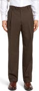 Berle Lightweight Plain Weave Pleated Classic Fit Trousers