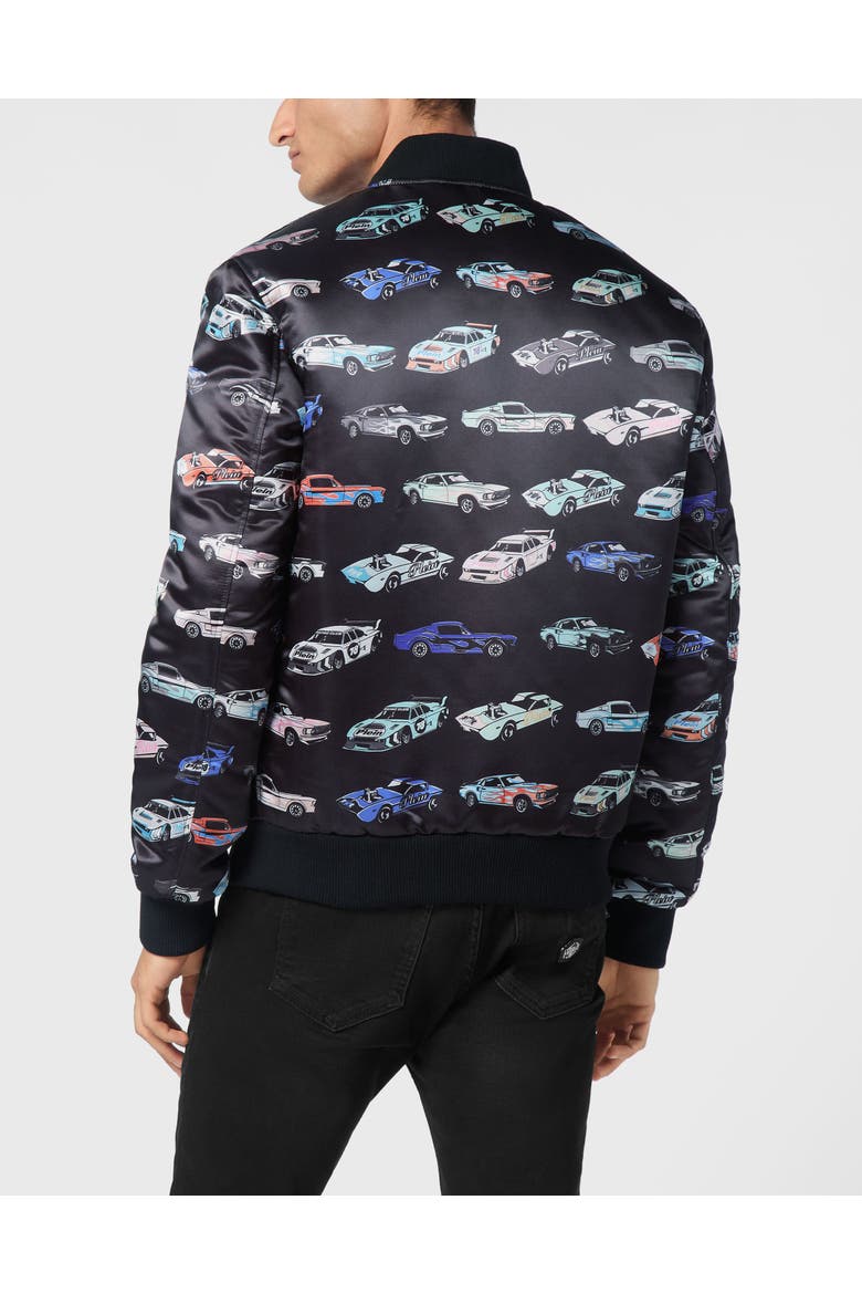 Satin Bomber Jacket Ls Cars Racing Men, Alternate, color, black