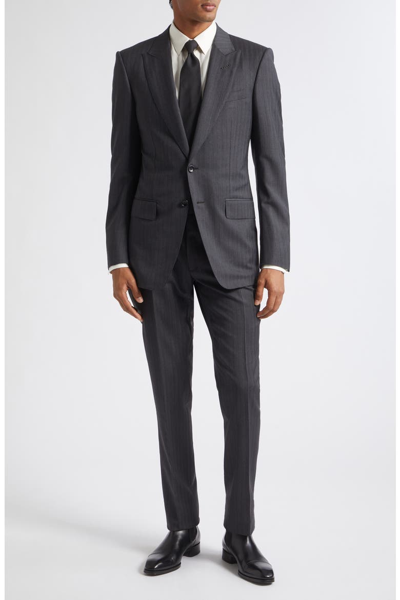 Herringbone Stripe Wool Blend Suit, Main, color, TAZ DARK GREY