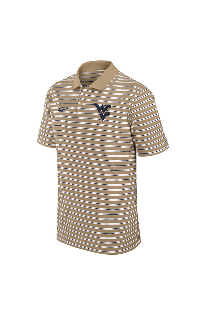 Nike Men's Nike Tan West Virginia Mountaineers Athletic Prep Striped Performance Polo, Alternate, color, Tan
