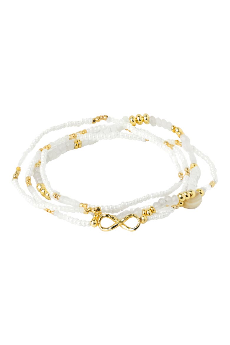 4-Pack Forever Beaded Bracelets, Main, color, WHITE